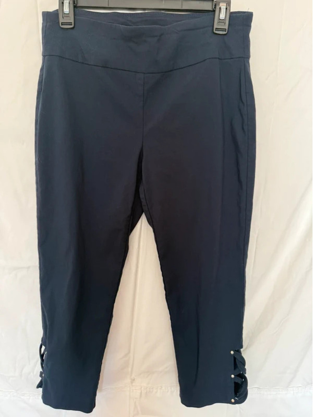Navy embellished crop pants